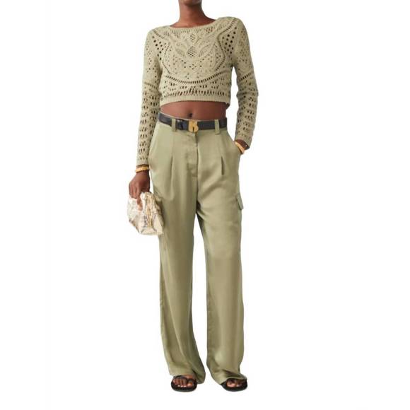 NEW BA&SH marc cropped cardigan in green - Picture 3 of 4